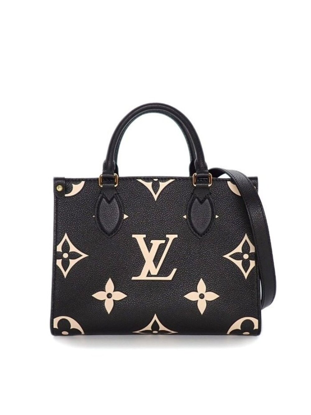 Louis Vuitton Shoulder Bag On The Go PM Black Bicolor Monogram Empreinte Gold